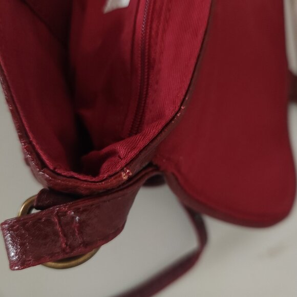 The Many Moods of Poppie Jones Crossbody Bag Burgundy Shoulder Purse Buckle Pock - Picture 8 of 16